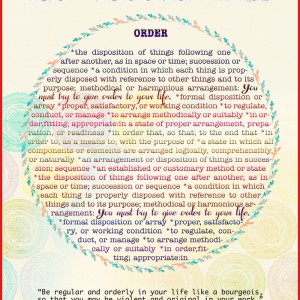 ONE LITTLE WORD: ORDER
