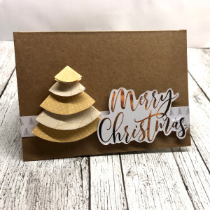 Craft paper Christmas card with gold foil - hybrid