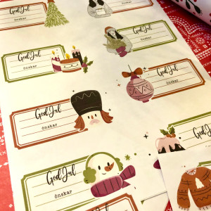 Christmas present labels close up - hybrid