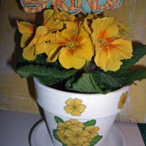 digi decoupage - spring pot