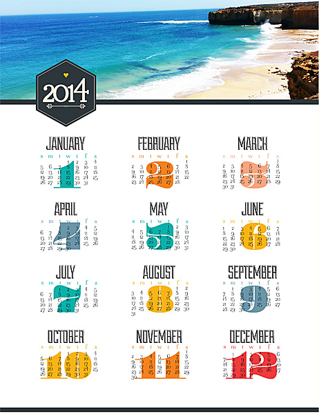 2014 8.5 x 11 Calendar