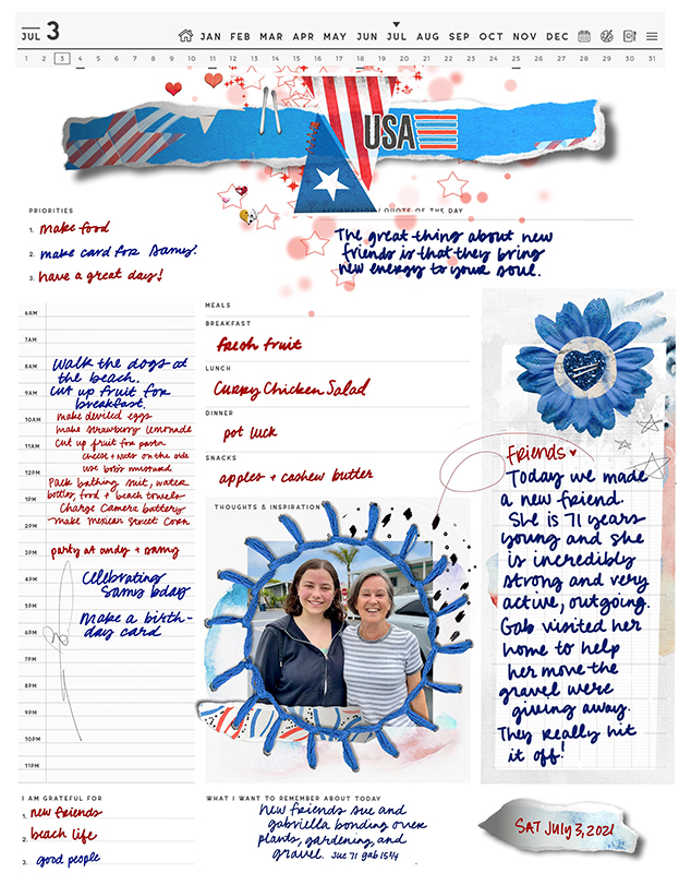 4th of July journaling page