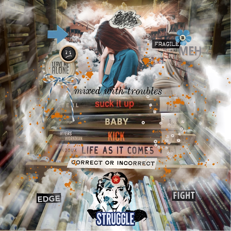 Art Journaling-Monthly Muse-March-Week#2-Book Spine Poetry-Blue