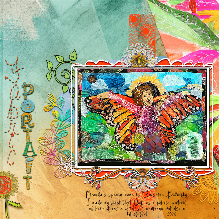Day 16 Sonshine Butterfly Art Quilt Portrait