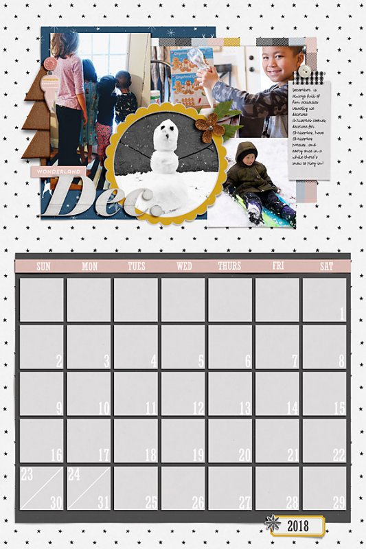 December page for my 2018 Calendar
