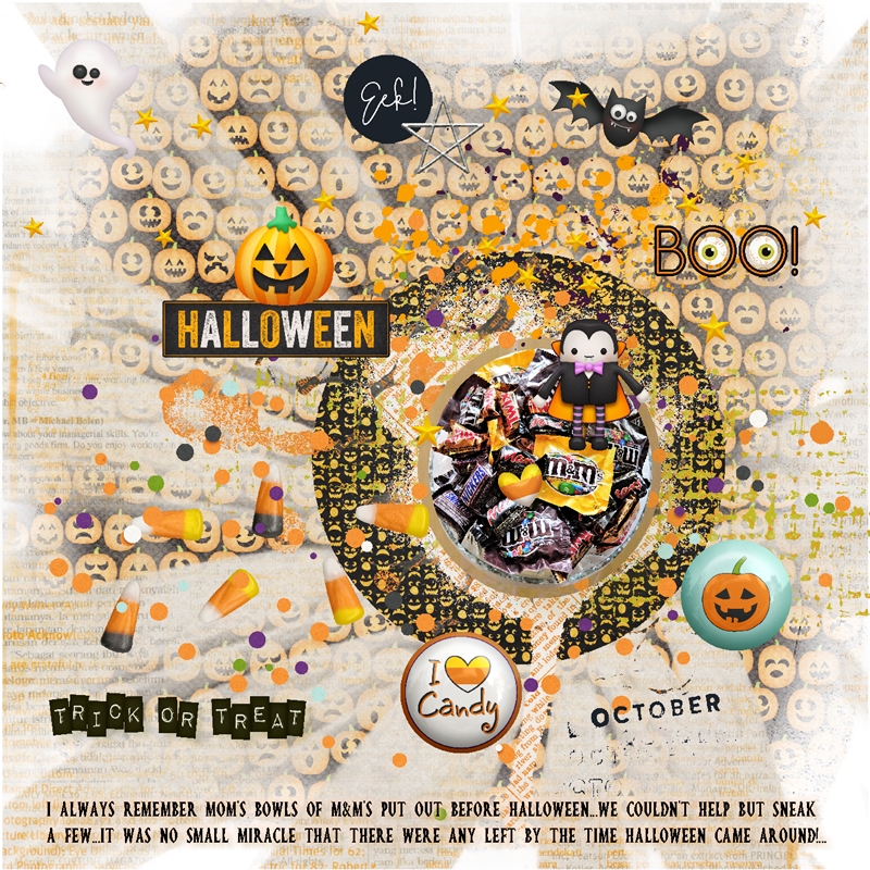 Halloween Bash-Font Memories Scrap Challenge-M&M's Revisited
