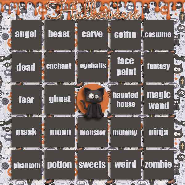 Halloween bingo card