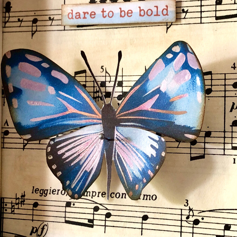 July Hybrid Challenge - Butterfly shadow box - close up