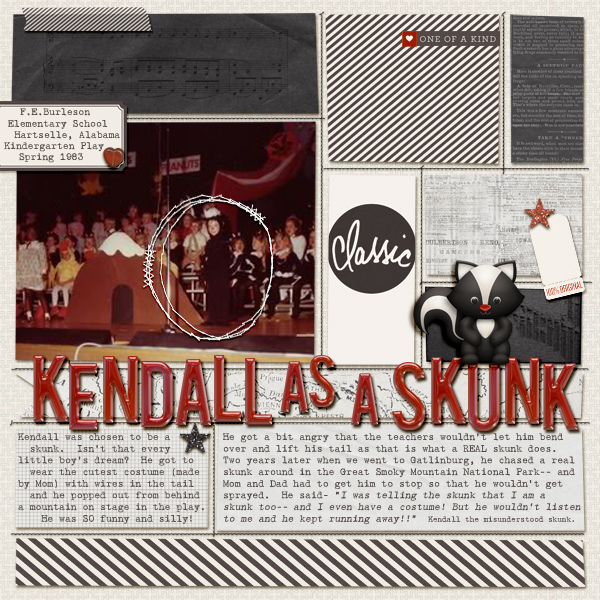 Kendall as a skunk- redone in Black and White
