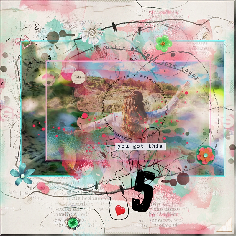 March-Inspiration Challenge-Mixed Media Page-Me Time