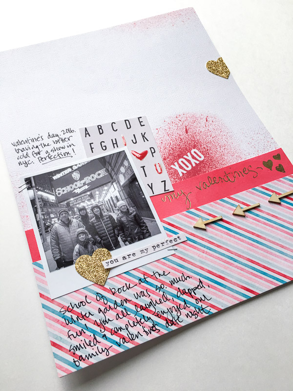my valentines - hybrid scrapbook layout