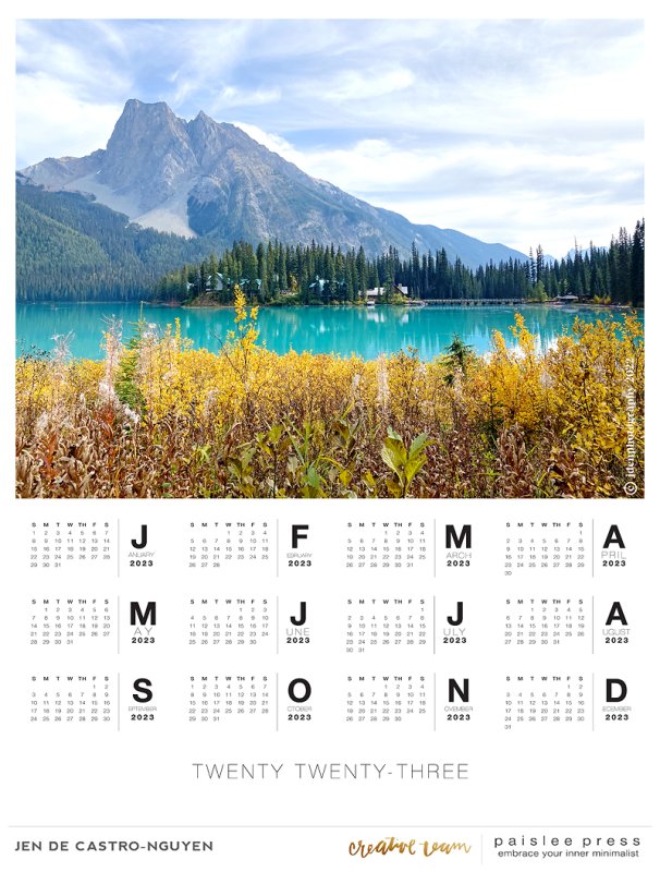 Paislee Press CT: 2023 Poster Calendar (16x20) - Sunday start format