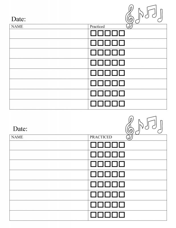 Piano Practice  Sheets