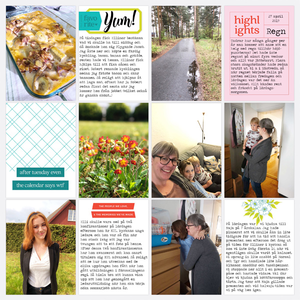 Pocket page Week 17, right side