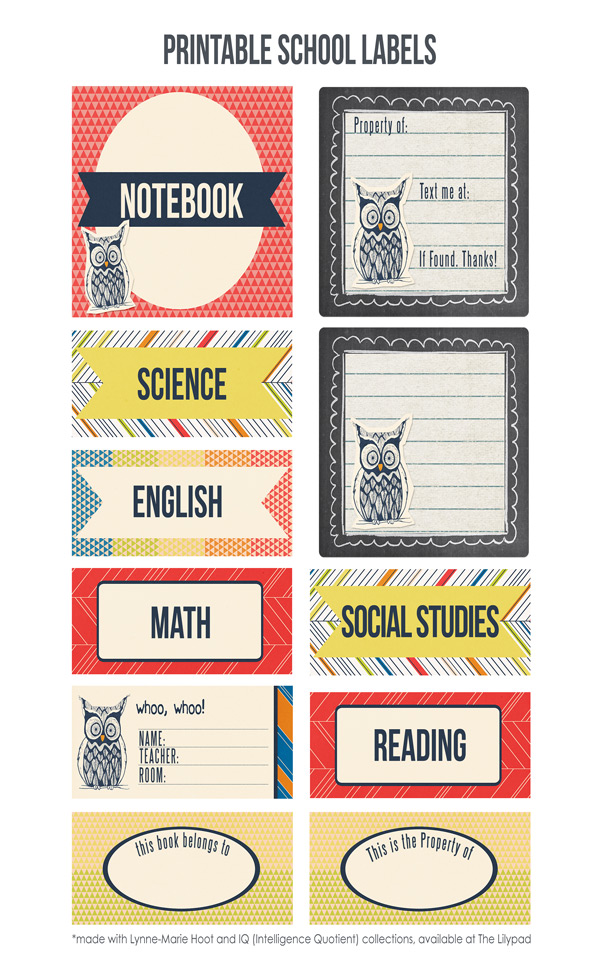 Printable School Labels