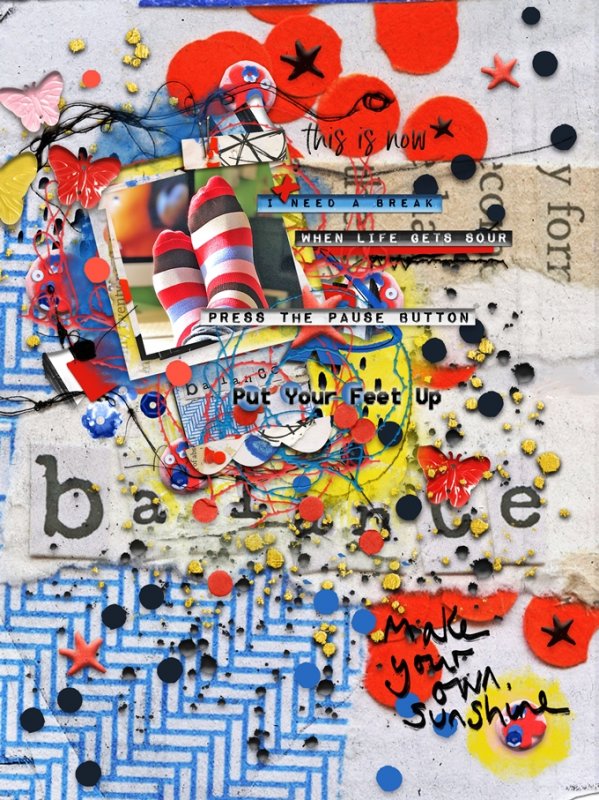 Rachel Jefferies-July-Mixed Media Challenge-Paper Pieces,Messy Threads & Stitching-Balance