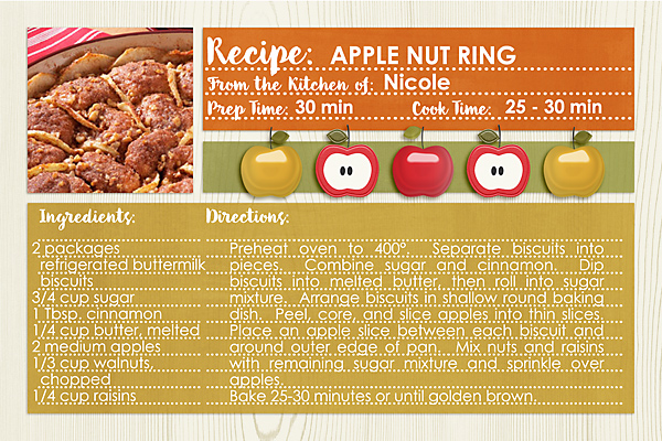 Recipe Card Apple Nut Ring