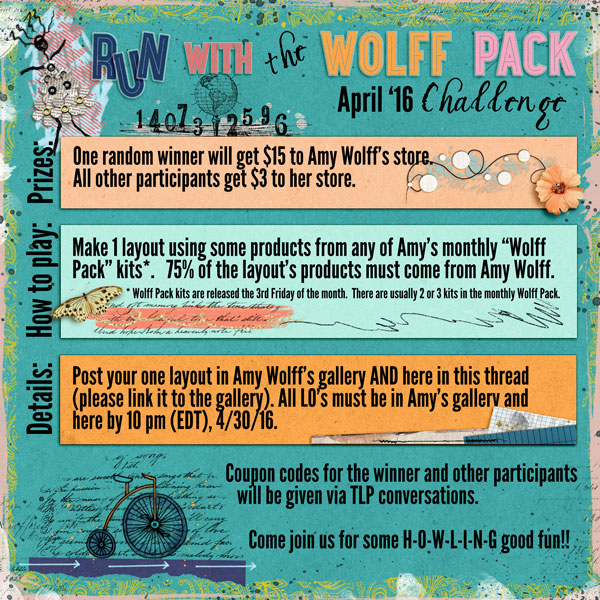 Run with the WOLFF PACK - April 2016 Challenge from Amy Wolff