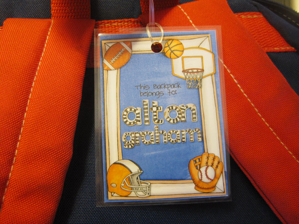 School Sports Backpack Tag