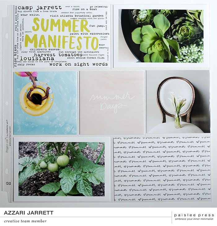 Summer Manifesto Project Life Layout